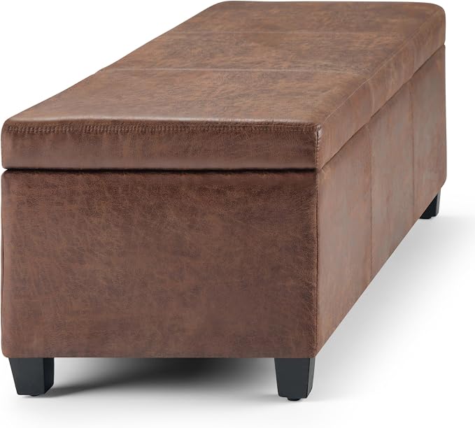 SIMPLIHOME Avalon 48 inch Wide Contemporary Rectangle Storage Ottoman Bench in - Image 11