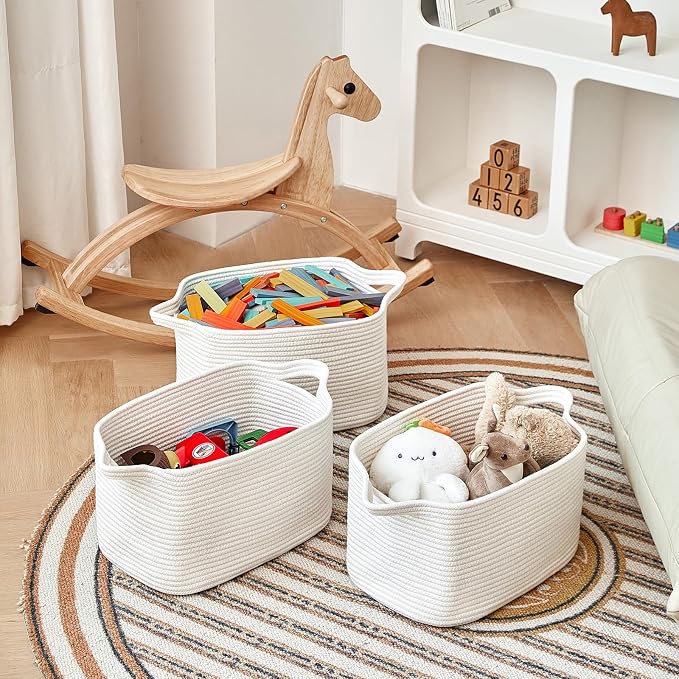 Cotton Rope Storage Basket 15"x10"x9" – Fabric Storage Bins - Image 3