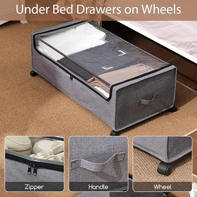 Under Bed Storage with Wheels, Under The Bed Storage Drawers On Wheels - Image 3