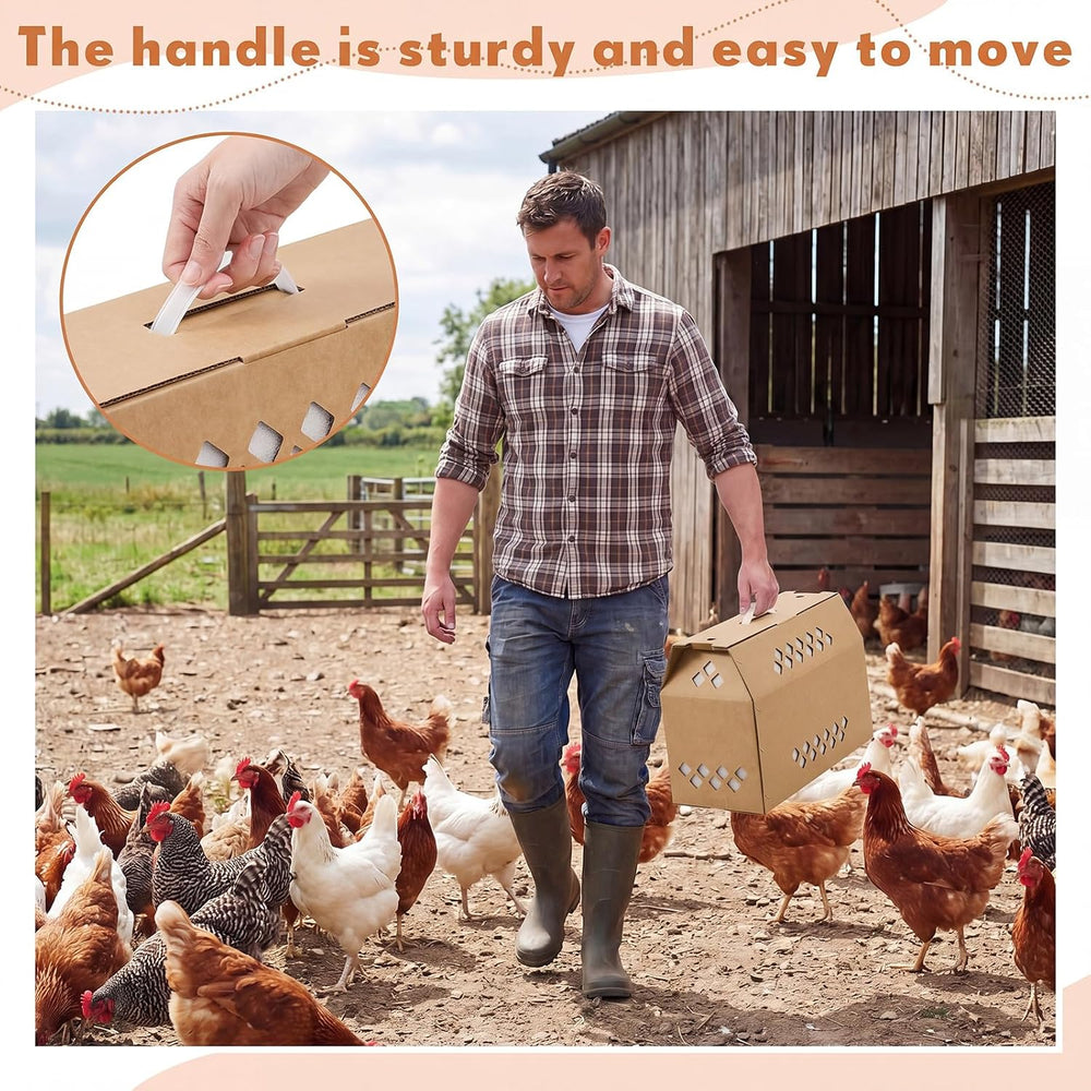 6 Pack Cardboard Chicken Carrier with Ventilation Handle, Kraft