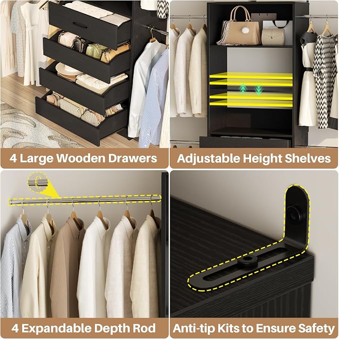 Aheaplus Closet System, 4-9Ft Closet Organizer - Image 3