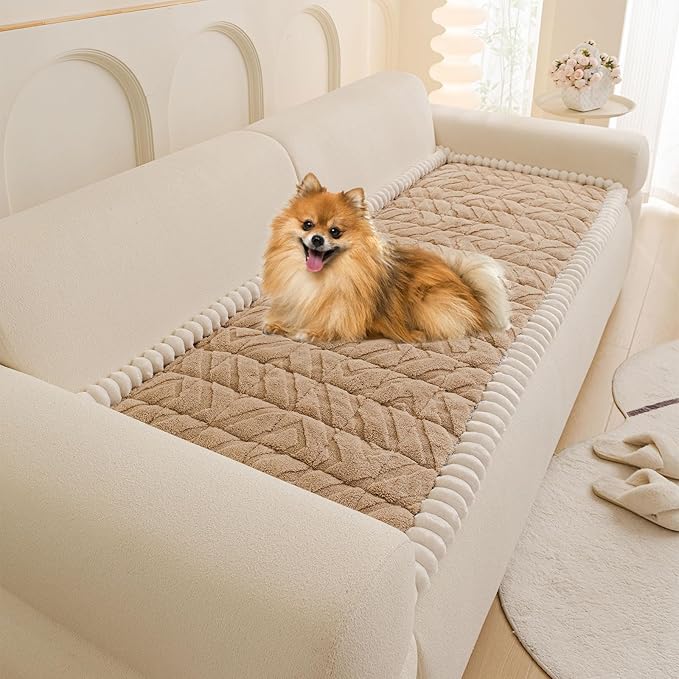 OTOB Pet Couch Covers for 3 Cushion Couch Sofa, Washable & Non Slip Fuzzy Plush by OTOB