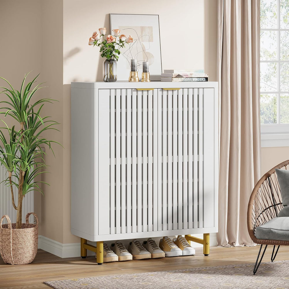 Tribesigns Shoe Cabinet with Shutter Doors