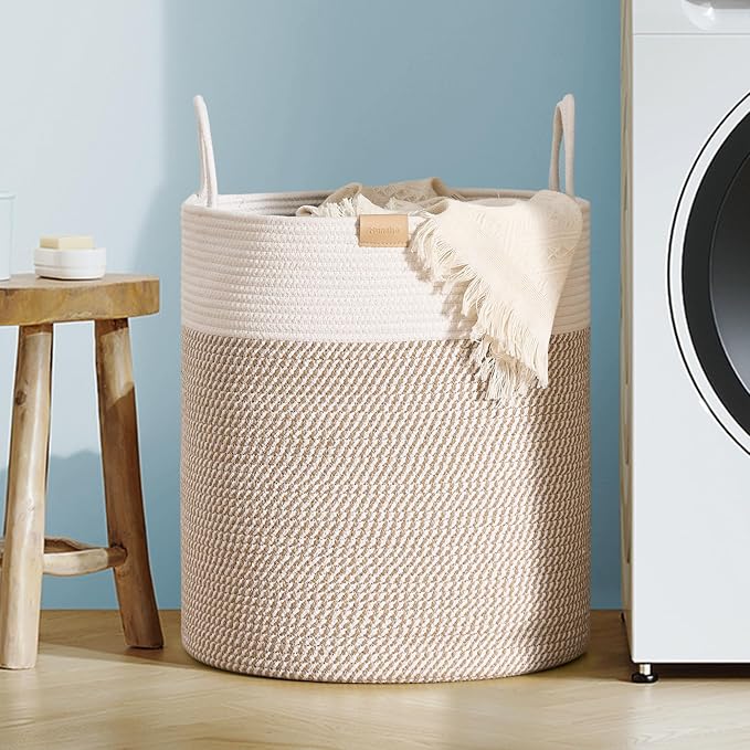 80L Laundry Hamper Basket, Baby Nursery Woven Storage Basket by Nunsino