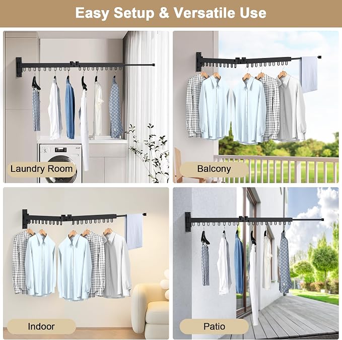 Bakala Clothes Drying Rack Foldable, Laundry Drying Rack Clothing Wall Mounted - Image 7