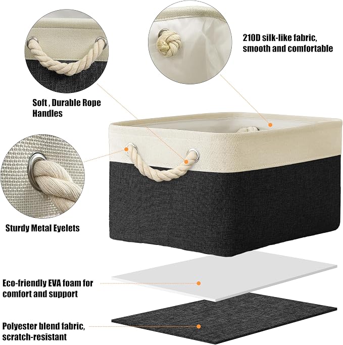SIMPLE HOUSEWARE Large Fabric Storage Bin, 15.7" x 12" - Image 3