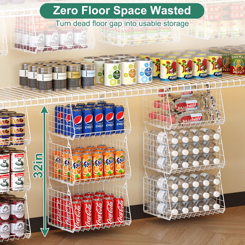 3-Pack Under Shelf Hanging Baskets Space-Saving Pantry Shelf Organizer