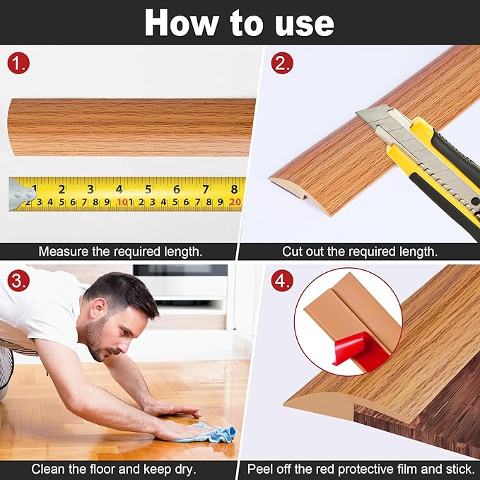 20Ft Carpet Floor Transition Strip, Self Adhesive Floor Edging Trim Strip - Image 6