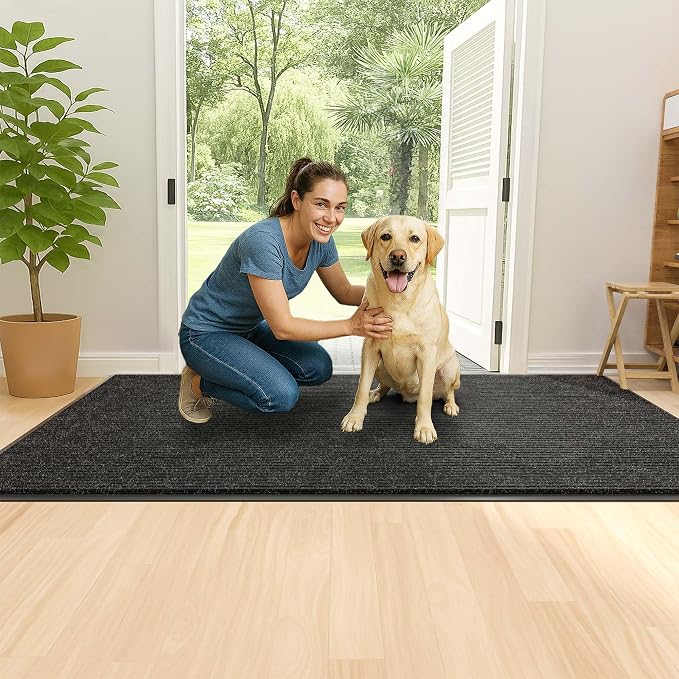 Front Door Mat Indoor Outdoor Entrance, TPR Backing Non-Slip Doormats, Low - Image 9