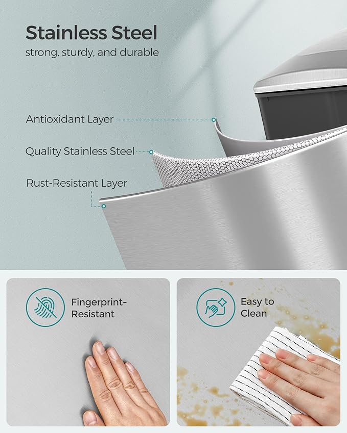 SONGMICS Slim Trash Can, 13-Gallon Garbage Can - Image 4