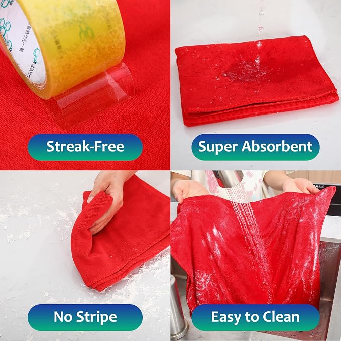 Newwiee 3 Pcs Extra Large Microfiber Cleaning Cloth 30" x 20" Washable Reusable - Image 6