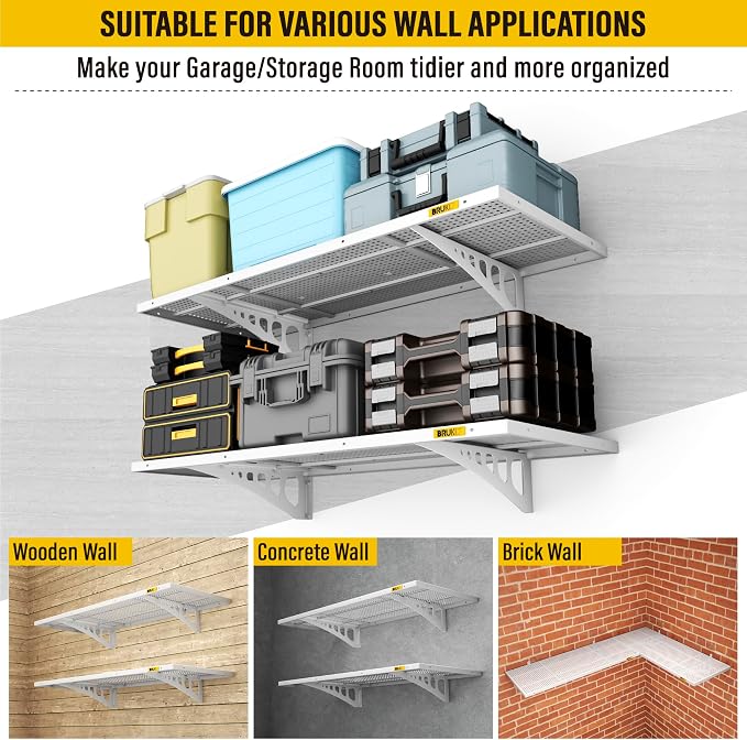 4Pack 1.64x4ft Adjustable Metal Garage Wall Shelving Heavy Duty Garage Storage - Image 6
