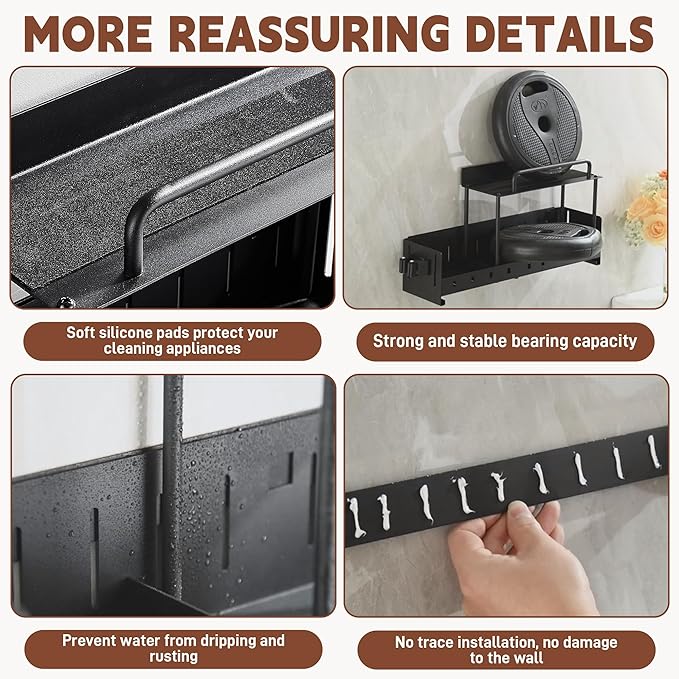 Wall-Mounted Cleaning Tool Organizer, 16.14x4.33x3.74 inches, Mop Holder - Image 5