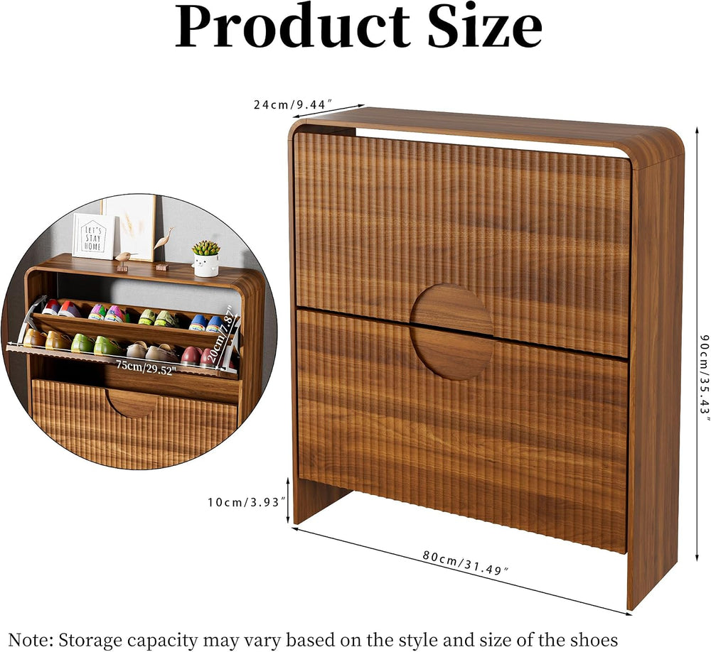 Slim Shoe Storage Cabinet for Entryway, Narrow Shoe Cabinet with 2 Tier Flip ...