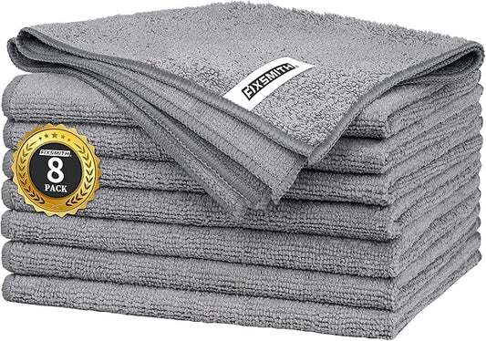 FIXSMITH Grey Microfiber Cleaning Cloth -Pack of 8, Highly Absorbent Cleaning by FIXSMITH