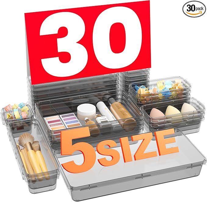【Military Grade】 Drawer Organizer, 【】 Clear Makeup organizer by A-LUGEI