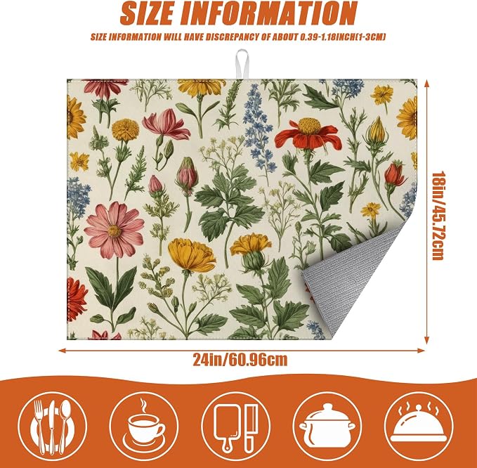 Spring Wild Flower Dish Drying Mat - Image 2