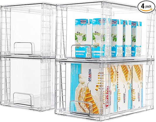 Vtopmart 4Pack Large Stackable Kitchen Pantry Storage Drawers, Acrylic Drawer by Vtopmart