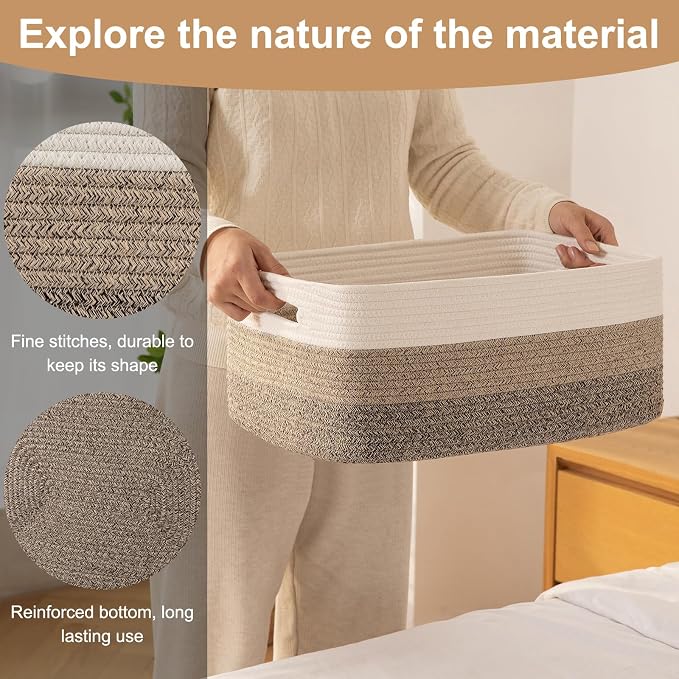 Large Storage Basket for Organizing, Woven Rope Basket for Shelves, Closet - Image 7