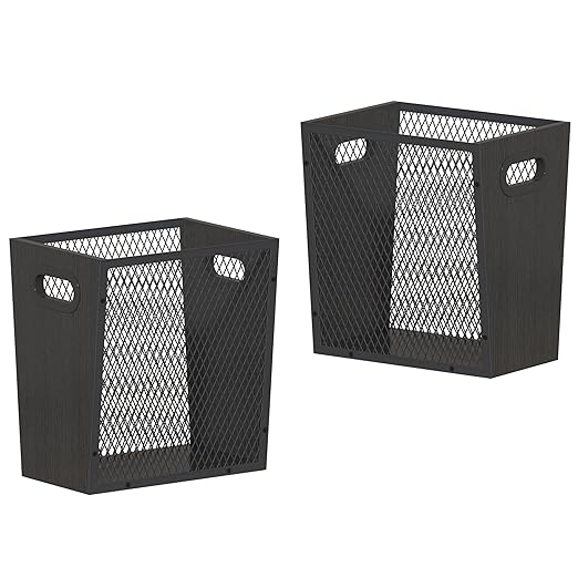 Piskyet Black Office Trash Can for Near Desk, 4.5 Gallon Unique Wood Bedroom by Piskyet