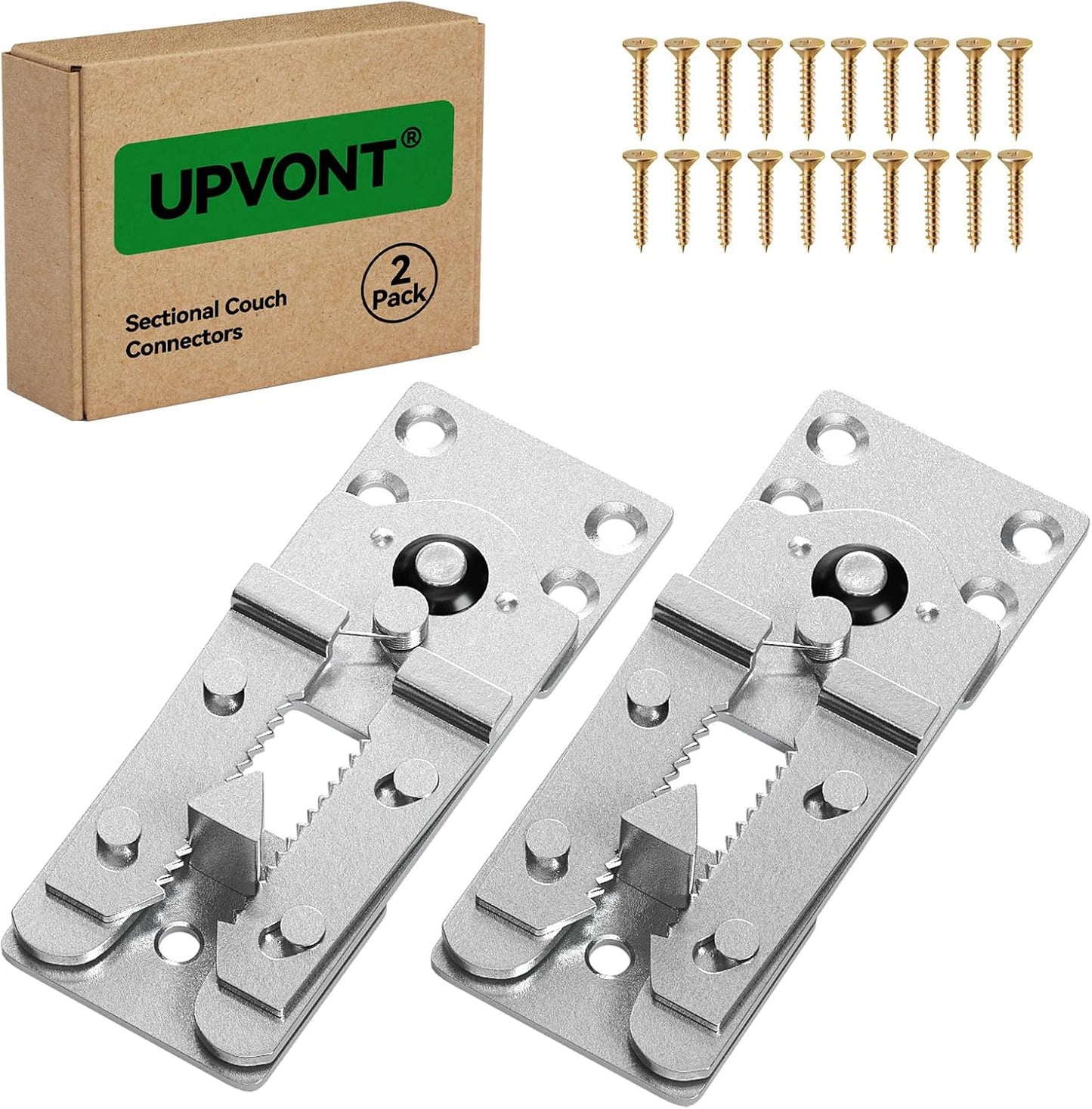 Sectional Couch Connectors, Thickened Interlocking Alligator Couch Connectors to Make Sectional Stay (2 Pack+20 Screws)