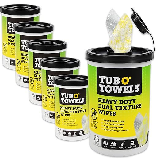 Tub O’ Towels TW75 Heavy-Duty 10" x 12" Size Multi-Surface Cleaning Wipes by TubOTowels