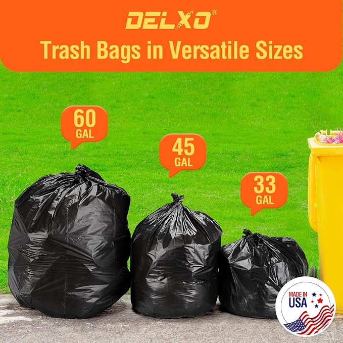 Delxo 30-33 Gallon Black Trash Bags, Durable & Puncture-Resistant Plastic - Image 8