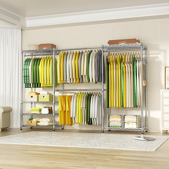 Ulif E1 Heavy Duty Closet Garment Rack, 6 Tiers Adjustable Metal Freestanding