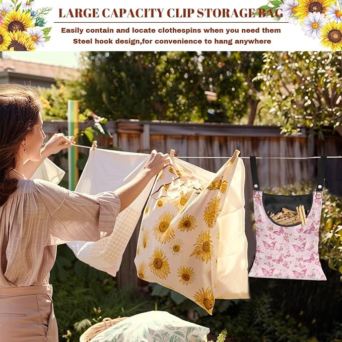 2 Pcs Butterflies Print Clothespin Bag - Image 5