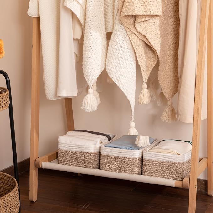 3 Pack Small Storage Baskets for Organizing, Cute Woven Decorative Gift Baskets - Image 4