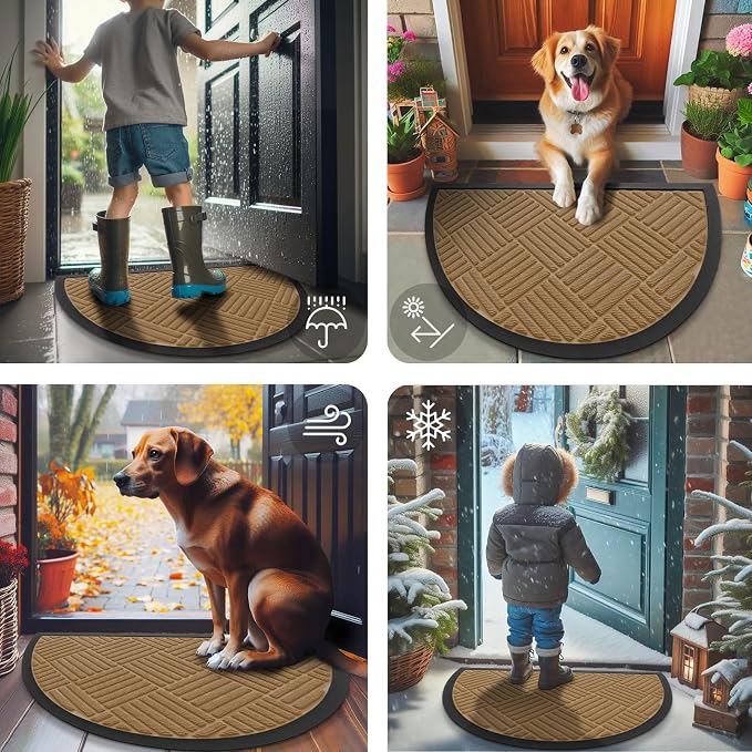 Smiry Half Circle Front Door Mat Outside Entrance, Heavy Duty Outdoor Indoor - Image 7