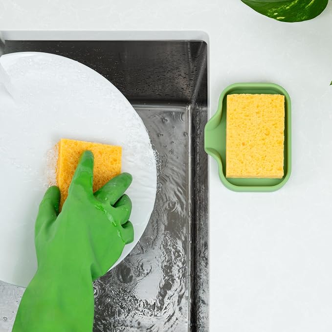 Zulay Kitchen Small Silicone Sponge Holder – Space-Saving Sink Organizer Tray - Image 3