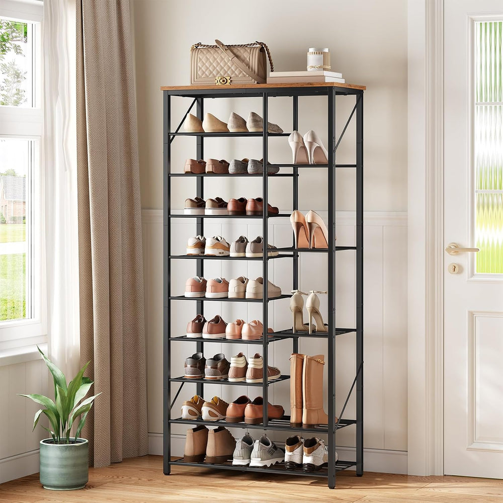 HOOBRO 10 Tier Shoe Rack for Entryway, Large Capacity Tall Shoe Storage