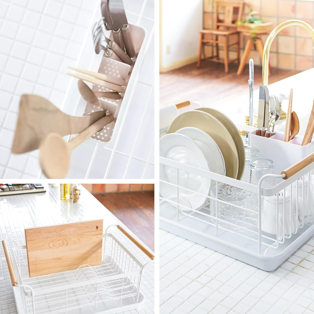 YAMAZAKI Home Dish Drying Rack – Modern White Dish Rack for Kitchen Counter w...