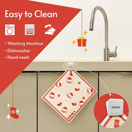 Reusable Paper Towels, Christmas Swedish Dishcloths - Image 2