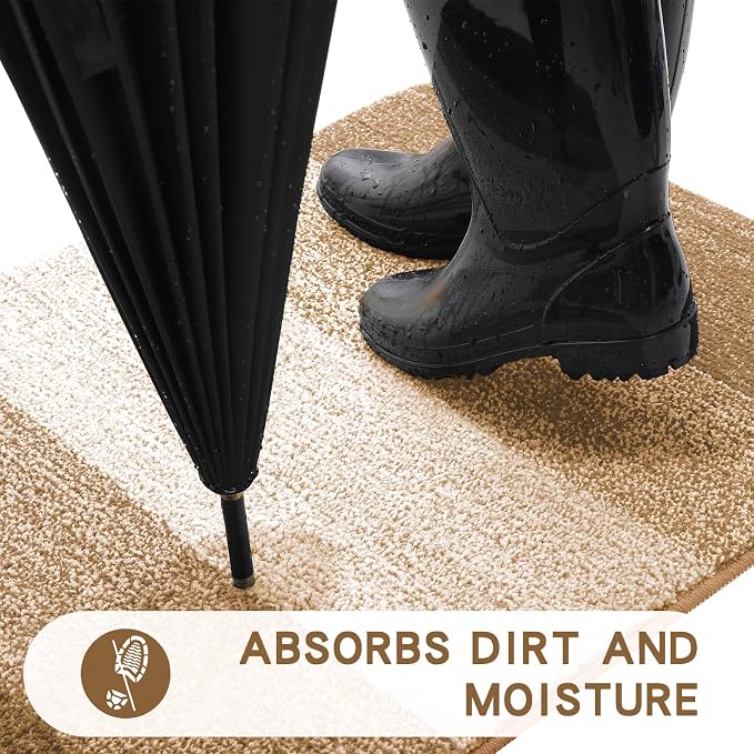 Kitinjoy Indoor Outdoor Door Mat, 59x36 Non-Slip Absorbent Dirt Trapper - Image 2