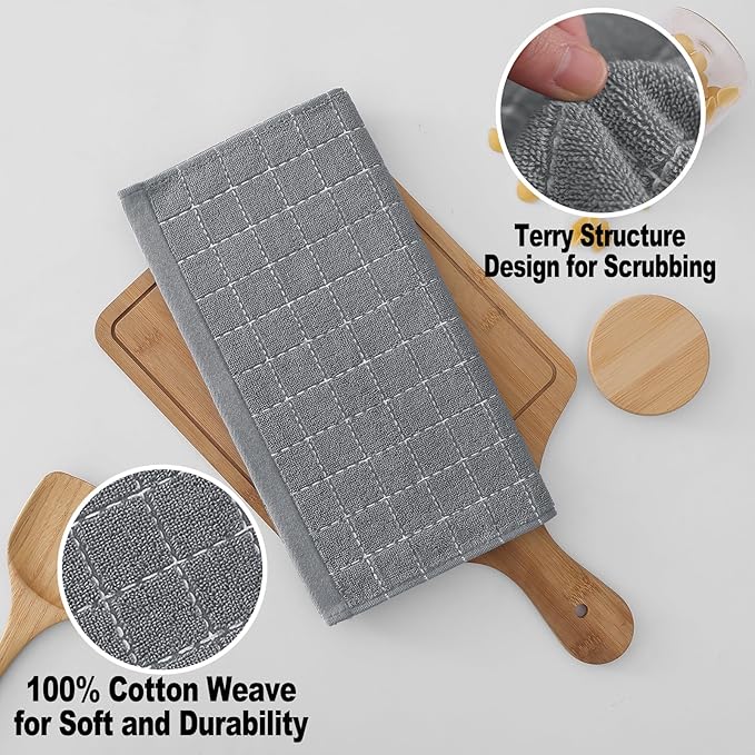 Homaxy 100% Cotton Terry Kitchen Dish Cloths, Ultra Soft and Absorbent Dish - Image 2