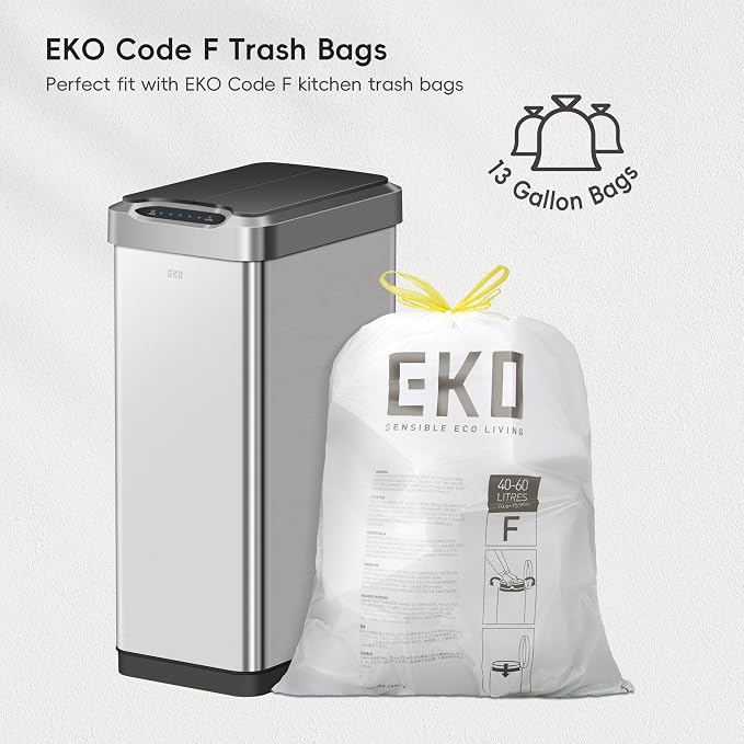 EKO Phantom-T 50 Liter / 13.2 Gallon Vertical Motion Sensor Trash Can, Brushed - Image 4