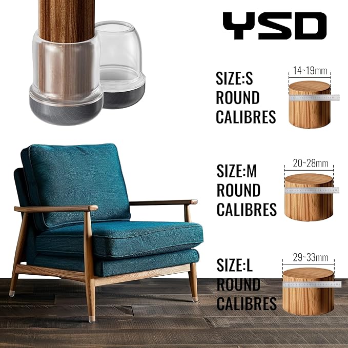 YSD 1.25Inch 24 Pcs Silicone Chair Leg Floor Protectors, Hair and dust - Image 6
