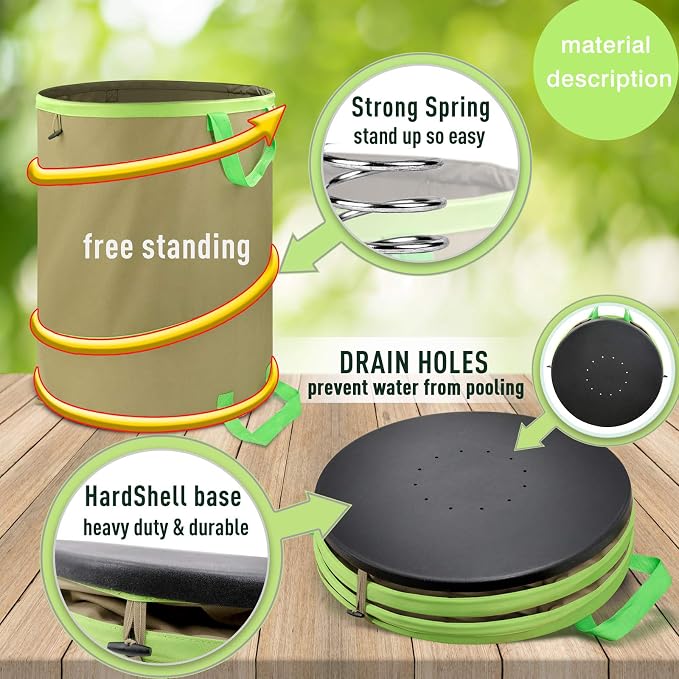 Colwelt Collapsible Garden Bag 47Gallon, Collapsible Leaf Bags - Image 6