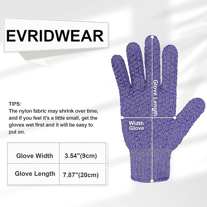 Evridwear Exfoliating Gloves for Shower, 100% Nylon Thick Soft Medium Heavy - Image 6