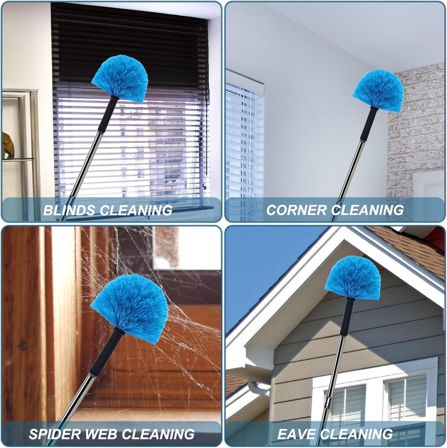 Cobweb Duster Head Brush-Twist-On Spider Web Brush for Outdoor & Indoor Web Cleaning // Fits Standard Acme Threaded Poles // Cobweb Duster Brush Head Only-Blue -1 Pack
