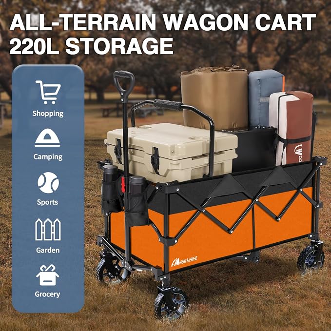 Moon Lence Collapsible Folding Wagon Cart Heavy Duty Folding Garden Portable - Image 8
