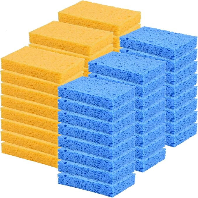 YoleShy 48 Pack Sponges Kitchen Natural Compressed Cellulose Sponges by YoleShy