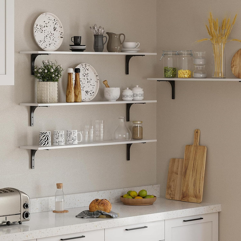 DINZI LVJ Long Wall Shelves, 47.3Inch Wooden Wall Mounted Shelves, Set of 2