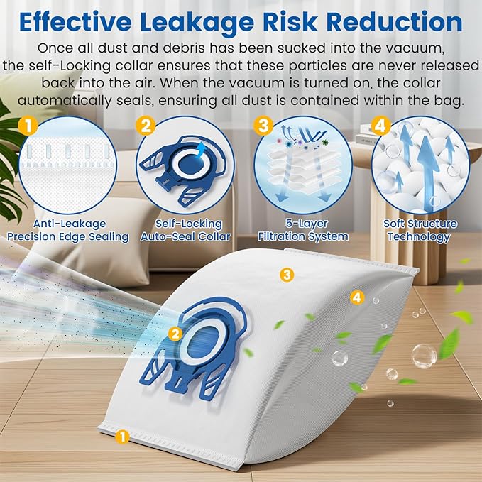12 Pack 3D Airclean GN Vacuum Bags Compatible - Image 6
