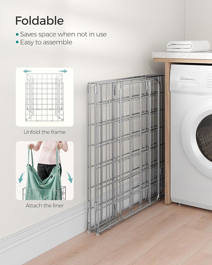 SONGMICS Laundry Hamper, 23.8 Gal. Laundry Basket, Collapsible Clothes Hamper - Image 7