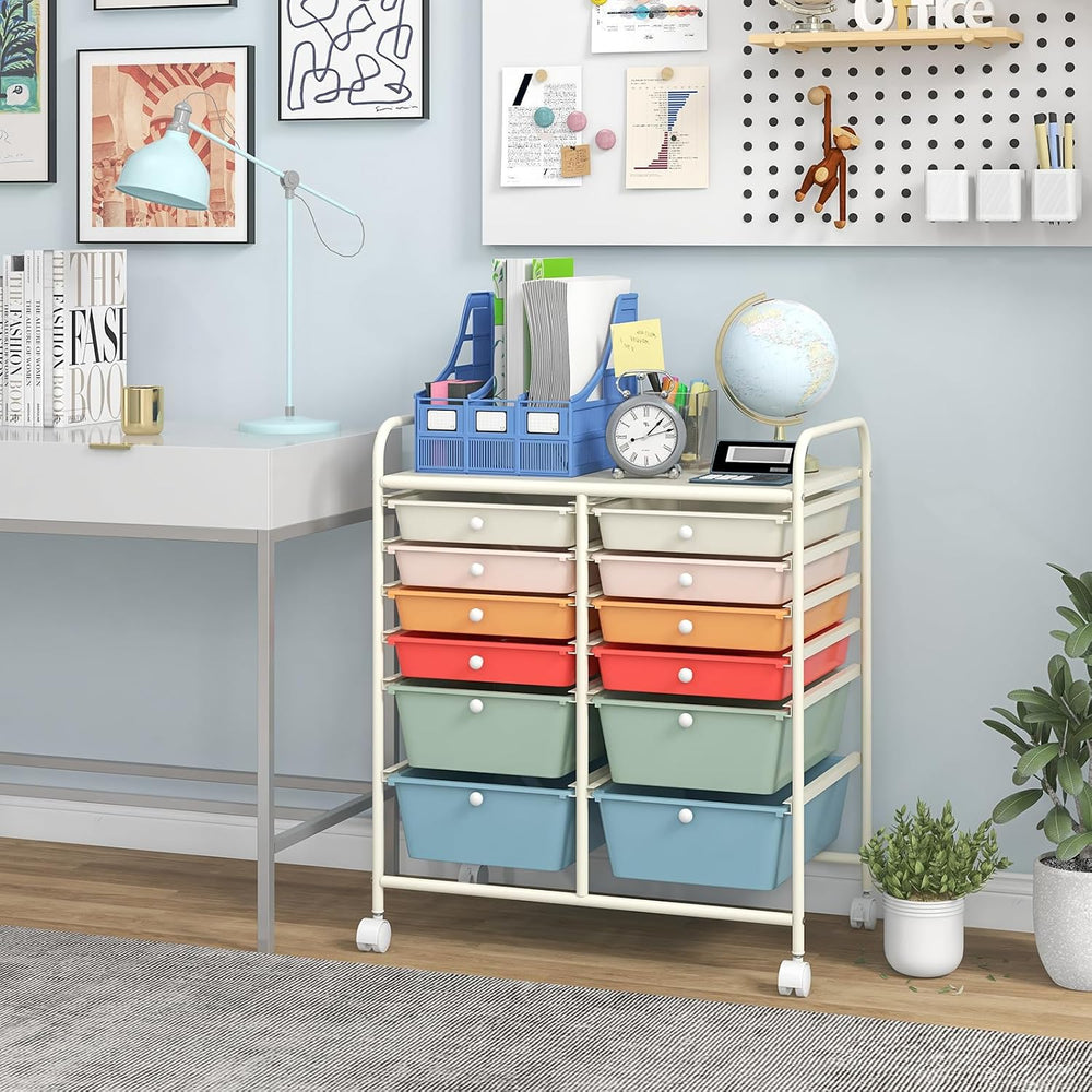Giantex 12 Drawer Rolling Storage Cart Tools Scrapbook Paper Office School Or...