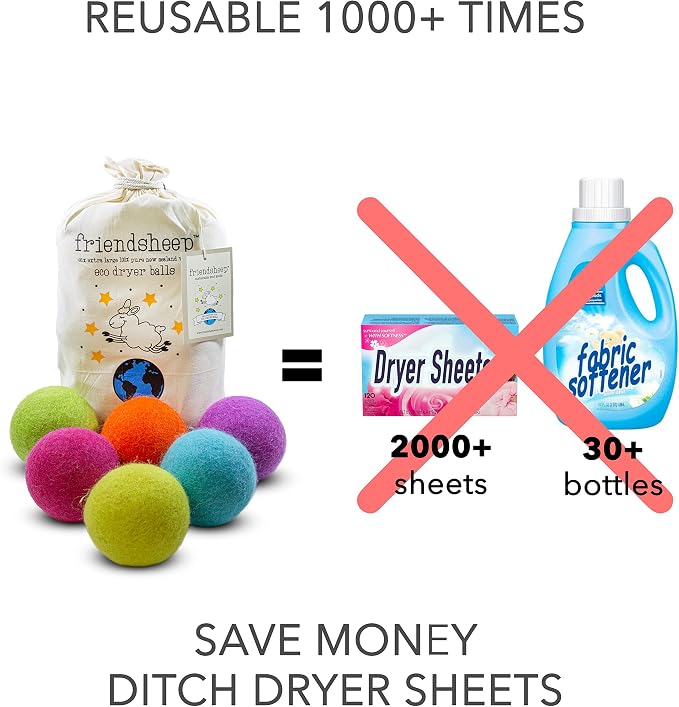 Friendsheep Wool Dryer Balls, Organic Reusable Fabric Softener Alternative - Image 3