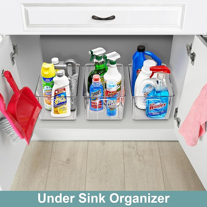 Sorbus 4 Pack Large Clear Plastic Storage Bins, Refrigerator, Under Sink - Image 2